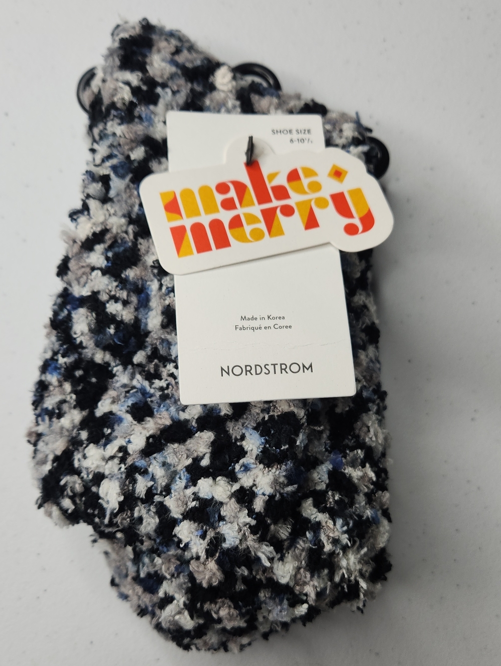 Nordstrom Women's Plush Fuzzy Socks in Black, Gray & Blue